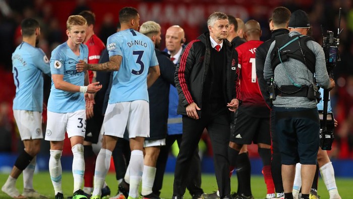 MANCHESTER, ENGLAND - APRIL 24:  Ole Gunnar Solskjaer, Manager of Manchester United looks on after the Premier League match between Manchester United and Manchester City at Old Trafford on April 24, 2019 in Manchester, United Kingdom. (Photo by Catherine Ivill/Getty Images)