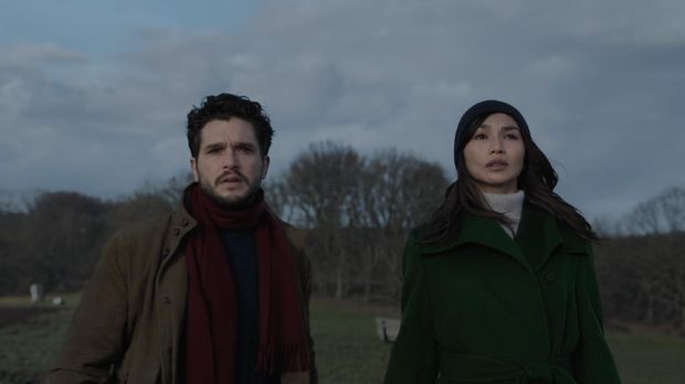 (L-R): Dane Whitman (Kit Harington) and Sersi (Gemma Chan) in Marvel Studios' ETERNALS. Photo courtesy of Marvel Studios. ©Marvel Studios 2021. All Rights Reserved.