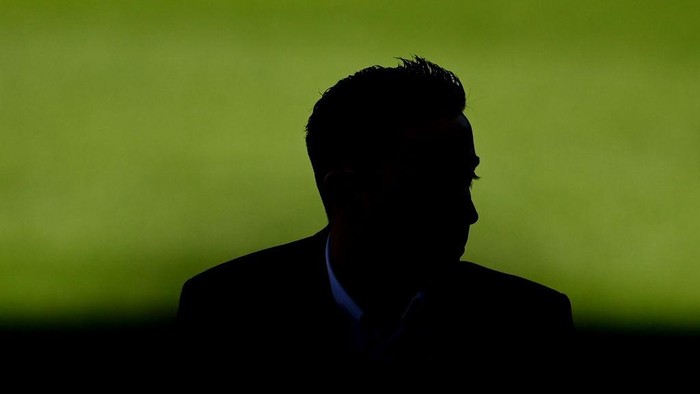 BARCELONA, SPAIN - NOVEMBER 08: New FC Barcelona Head Coach Xavi Hernandez is seen during a press conference at Camp Nou on November 08, 2021 in Barcelona, Spain. (Photo by David Ramos/Getty Images)