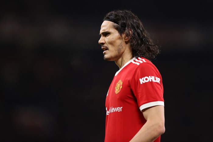 MANCHESTER, ENGLAND - OCTOBER 20: Edinson Cavani of Manchester United during the UEFA Champions League group F match between Manchester United and Atalanta at Old Trafford on October 20, 2021 in Manchester, England. (Photo by Naomi Baker/Getty Images)