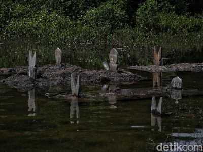 Melihat Makam-makam yang Terendam Banjir Rob di Kabupaten Bekasi