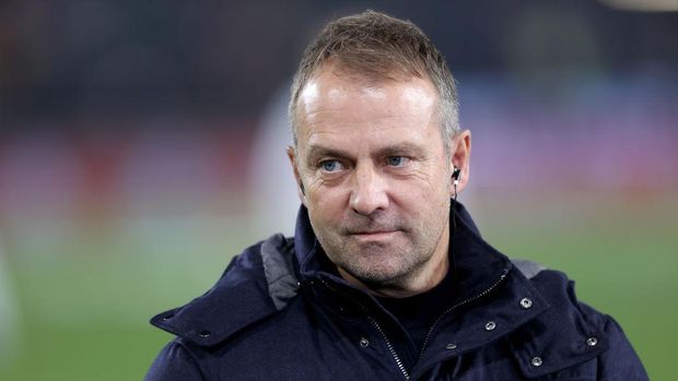 WOLFSBURG, GERMANY - NOVEMBER 11: Hansi Flick, head coach of Germany looks on ahead of the 2022 FIFA World Cup Qualifier match between Germany and Liechtenstein at Volkswagen Arena on November 11, 2021 in Wolfsburg, Germany. (Photo by Alex Grimm/Getty Images)