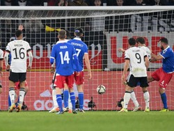 Gol keenam Jerman dicetak Thomas Mueller pada menit ke-76, memanfaatkan assist Florian Neuhaus. Stuart Franklin/Getty Images.