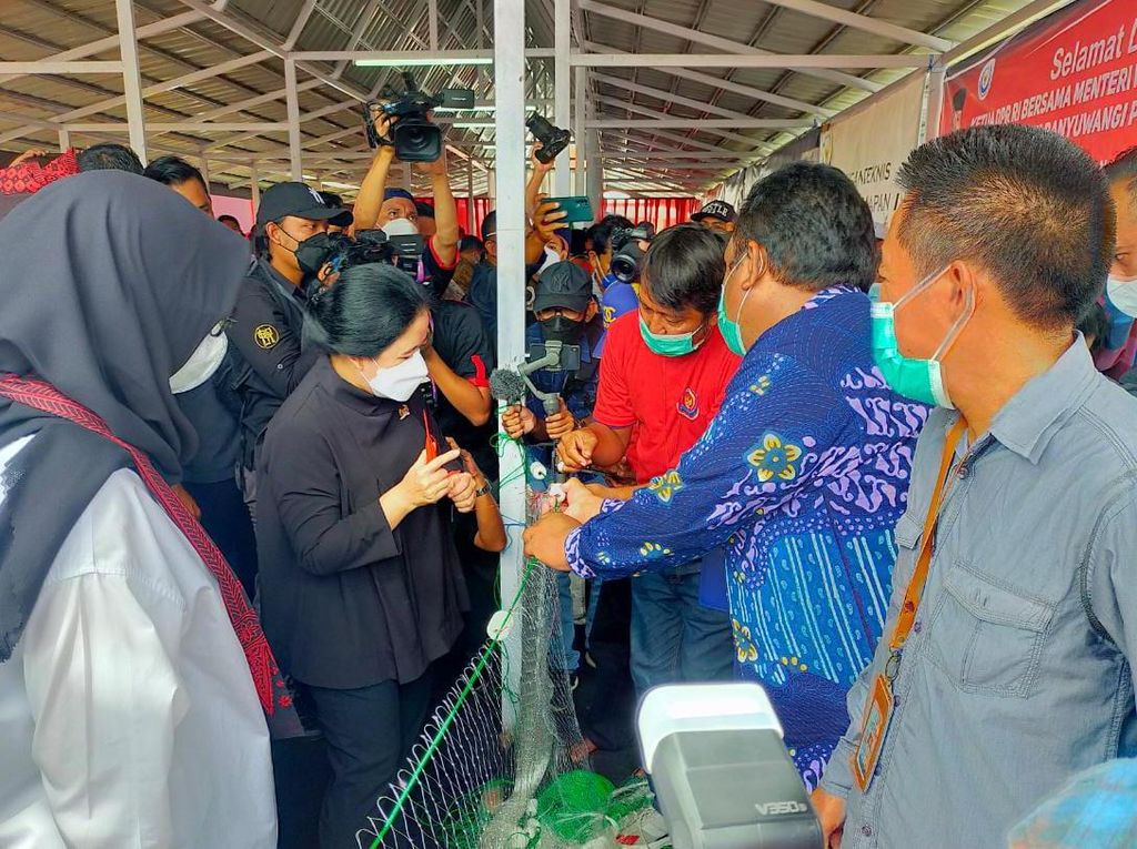 Puan Maharani Belajar Jahit Jala ke Nelayan Banyuwangi Puan Maharani Belajar Jahit Jala ke Nelayan Banyuwangi