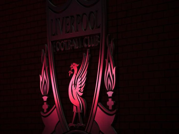 LIVERPOOL, ENGLAND - NOVEMBER 03: The Liverpool FC logo is seen prior to the UEFA Champions League group B match between Liverpool FC and Atletico Madrid at Anfield on November 03, 2021 in Liverpool, England. (Photo by Laurence Griffiths/Getty Images)