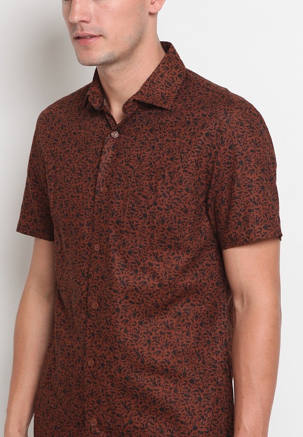 The Executive Printed Shirt 1-SSICRT121G472 Terracotta
