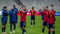 Spanyol dipastikan lolos setelah berhasil mengalahkan Swedia 1-0 pada laga terakhir Grup B Kualifikasi Piala Dunia 2022 Zona Eropa. AP/Thanassis Stavrakis.