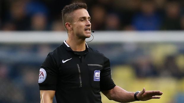 LONDON, ENGLAND - NOVEMBER 08:  Referee James Adcock during the Sky Bet Championship match between Millwall and Brentford at The Den on November 8, 2014 in London, England.  (Photo by Jordan Mansfield/Getty Images)