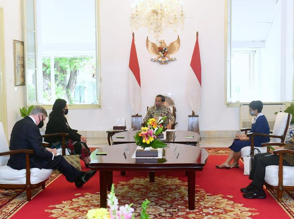 Bertemu Menlu Selandia Baru di Istana, Jokowi Hadiahkan Tas Noken Papua