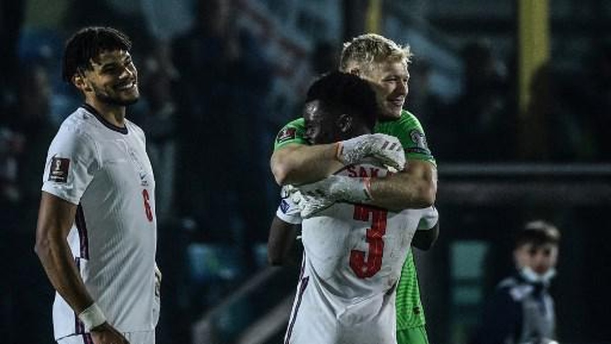 Aaron Ramsdale jadi pemain ke-1.265 yang memperkuat Timnas Inggris (AFP/FILIPPO MONTEFORTE)