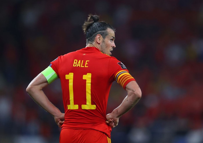 CARDIFF, WALES - SEPTEMBER 08: Gareth Bale of Wales during the 2022 FIFA World Cup Qualifier match between Wales and Estonia at Cardiff City Stadium on September 08, 2021 in Cardiff, Wales.  (Photo by Catherine Ivill/Getty Images)