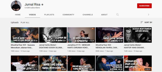 Jurnal Risa/Youtube.com/Jurnal Risa Rekomendasi channel horor