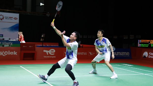Shesar Hiren Rhustavito saat pertandingan Indonesia Masters 2021 di Bali.