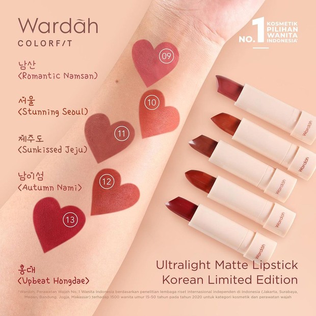 Wardah Colorfit Ultralight Matte Lipstick Korean Limited Edition/Instagram.com/wardahbeauty