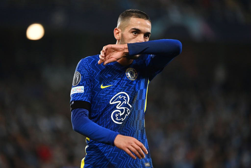 MALMO, SWEDEN - NOVEMBER 02: Hakim Ziyech of Chelsea reacts during the UEFA Champions League group H match between Malmo FF and Chelsea FC at Eleda Stadium on November 02, 2021 in Malmo, Sweden. (Photo by David Lidstrom/Getty Images)