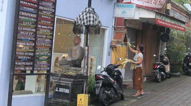 Suasana kawasan Ubud, Bali, pada Sabtu (20/11).