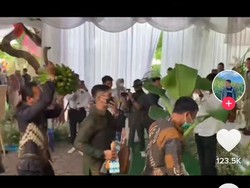 Kocak! Pengantin Ini Dapat Kado Pohon Pisang hingga Bebek Hidup