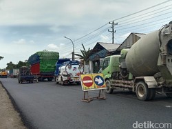 Ada Perbaikan Jalan, Jalur Pantura Kudus-Pati di Jekulo Macet