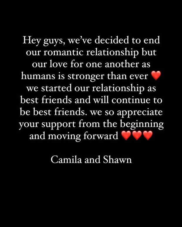 Pengumuman Putus Lewat IG Stories / foto: instagram.com/shawnmendes Pengumuman Putus Lewat IG Stories