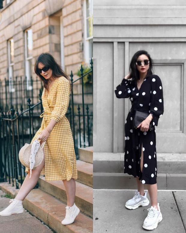 Memadukan dress dengan sneaker