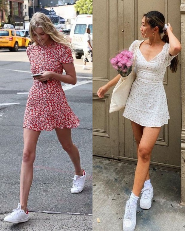 Memadukan dress dengan sneaker