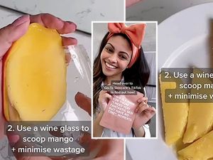 Viral Cara Praktis Kupas Mangga Cuma Pakai Gelas, Begini Triknya Viral Cara Praktis Kupas Mangga Cuma Pakai Gelas, Begini Triknya