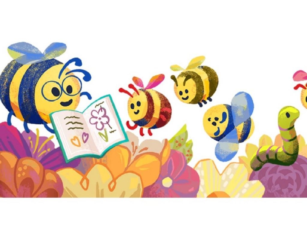 Lebah Lucu Rayakan Hari Guru Nasional di Google Doodle