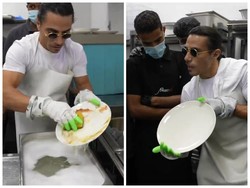 Bikin Heboh! Salt Bae Unjuk Bakat Cuci Piring di Depan Staffnya