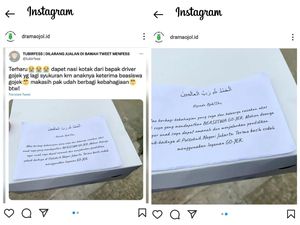 Haru! Anaknya Dapat Beasiswa, Pengemudi Ojol Ini Bagi-Bagi Makanan