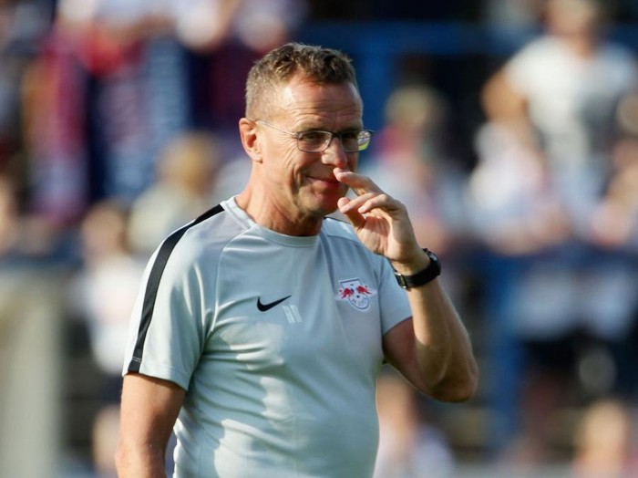 GRIMMA, SAXONY - JULY 20:  Headcoach Ralf Rangnick of Leipzig during the Pre Season Friendly Match between FC Grimma and RB Leipzig at Stadium of friendship on July 20, 2018 in Grimma, Germany.  (Photo by Karina Hessland/Getty Images)