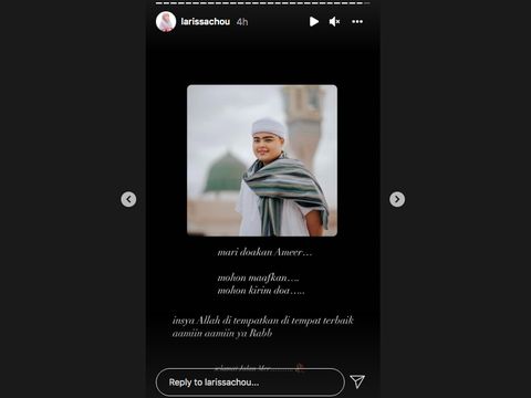 Story Larissa Chou soal Ameer Azzikra