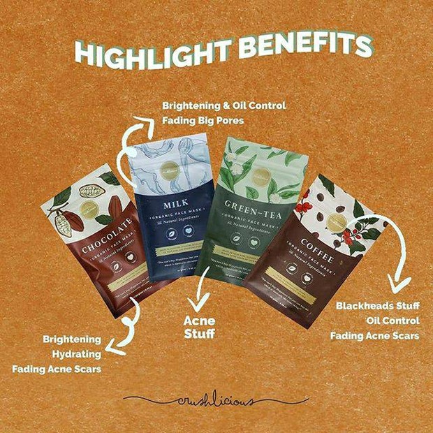 Crushlicious Organic Face Mask / foto : shopee.co.id/kstylekoreanbjm