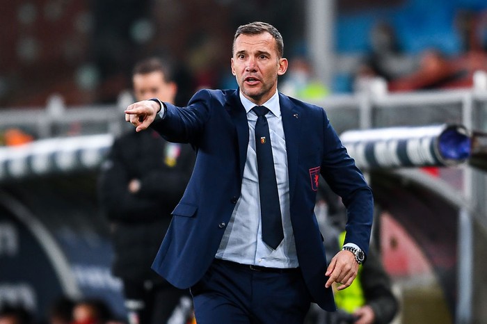 GENOA, ITALY - DECEMBER 1: Andriy Shevchenko head coach of Genoa in action during the Serie A match between Genoa CFC and AC Milan at Stadio Luigi Ferraris on December 1, 2021 in Genoa, Italy. (Photo by Getty Images)