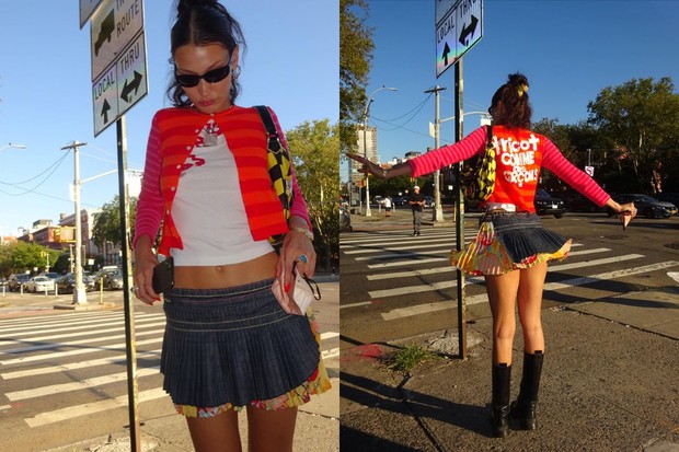 Bella Hadid dengan Cardigan Crop