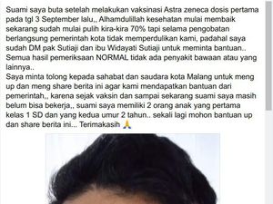Viral Warga Kota Malang Buta Usai Vaksinasi Viral Warga Kota Malang Buta Usai Vaksinasi