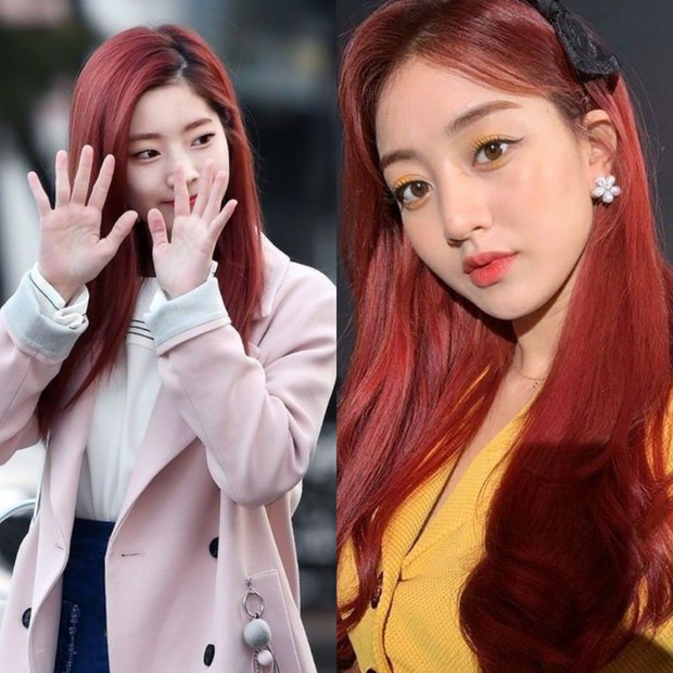 Dahyun & Jihyo dengan rambut merah