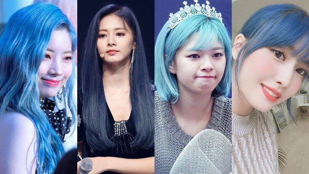 Rambut biru Dahyun, Tzuyu, Jeongyeon, dan Momo/Foto: pinterest.com Rambut biru Dahyun, Tzuyu, Jeongyeon, dan Momo