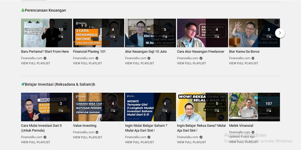 Rekomendasi channel youtube untuk belajar financial planning