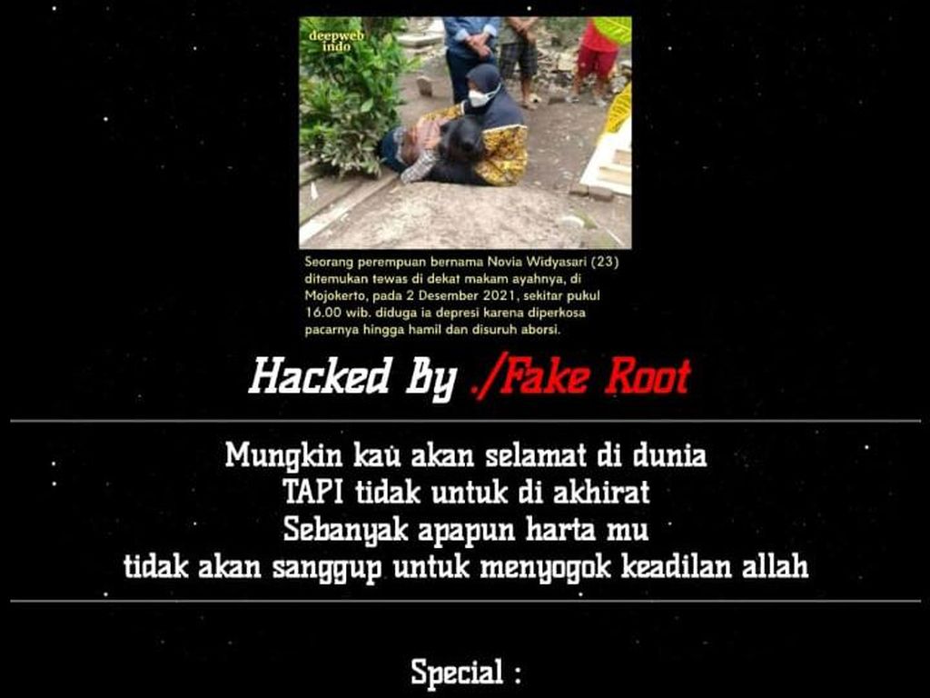 Situs KPU Jatim Diretas, Minta Keadilan Kasus Novia Widyasari Situs KPU Jatim Diretas, Minta Keadilan Kasus Novia Widyasari