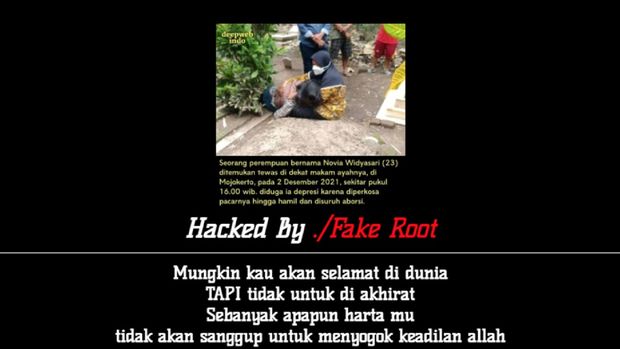 tampilan situs KPU Jatim yang diretas