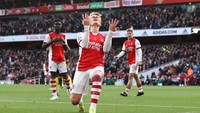 Arsenal baru mengemas 17 gol dari 14 laga. Untuk sementara, Arsenal masih tertahan di papan tengah, di peringkat ketujuh Klasemen Liga Inggris (Getty Images)