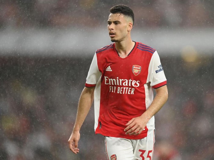 LONDON, ENGLAND - AUGUST 22: Gabriel Martinelli of Arsenal in action during the Premier League match between Arsenal  and  Chelsea at Emirates Stadium on August 22, 2021 in London, England. (Photo by Michael Regan/Getty Images)