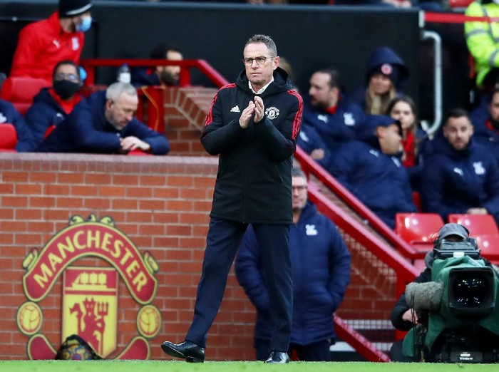 MANCHESTER, ENGLAND - DECEMBER 05: Ralf Rangnick, manager of Manchester United looks on during the Premier League match between Manchester United and Crystal Palace at Old Trafford on December 05, 2021 in Manchester, England. (Photo by Jan Kruger/Getty Images)