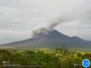 Gunung Semeru Dilaporkan Erupsi 3 Kali Hari Ini