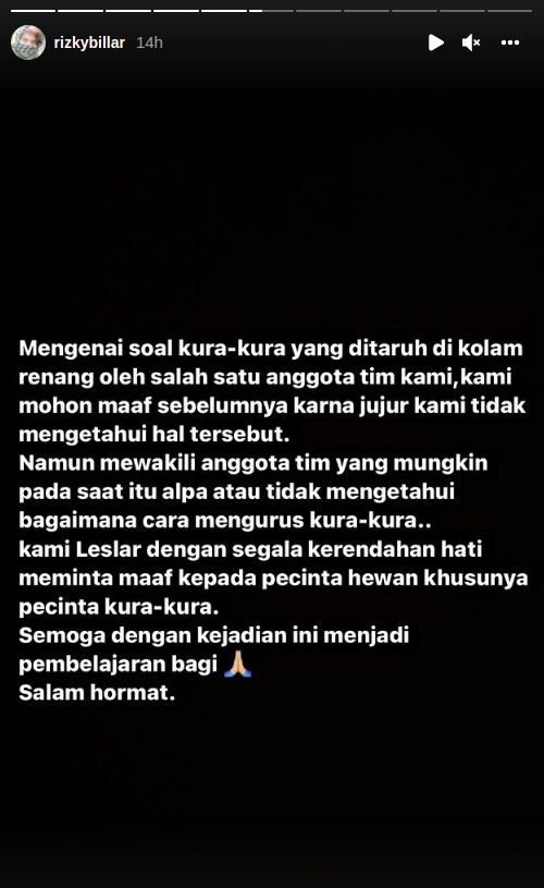 Instagram Stories Rizky Billar