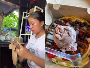 Wanita Ini Jualan Waffle Kaki Lima yang Beromzet Rp 2 Juta Sehari