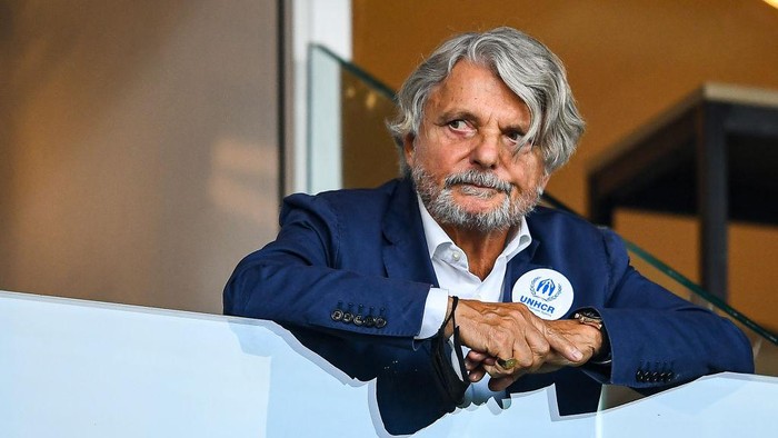GENOA, ITALY - SEPTEMBER 23: Massimo Ferrero chairman of Sampdoria looks on before the Serie A match between UC Sampdoria and SSC Napoli at Stadio Luigi Ferraris on September 23, 2021 in Genoa, Italy. (Photo by Getty Images)