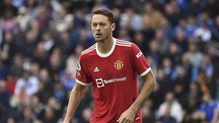 Manchester Uniteds Nemanja Matic during the English Premier League soccer match between Leicester City and Manchester United at King Power stadium in Leicester, England, Saturday, Oct. 16, 2021. (AP Photo/Rui Vieira)