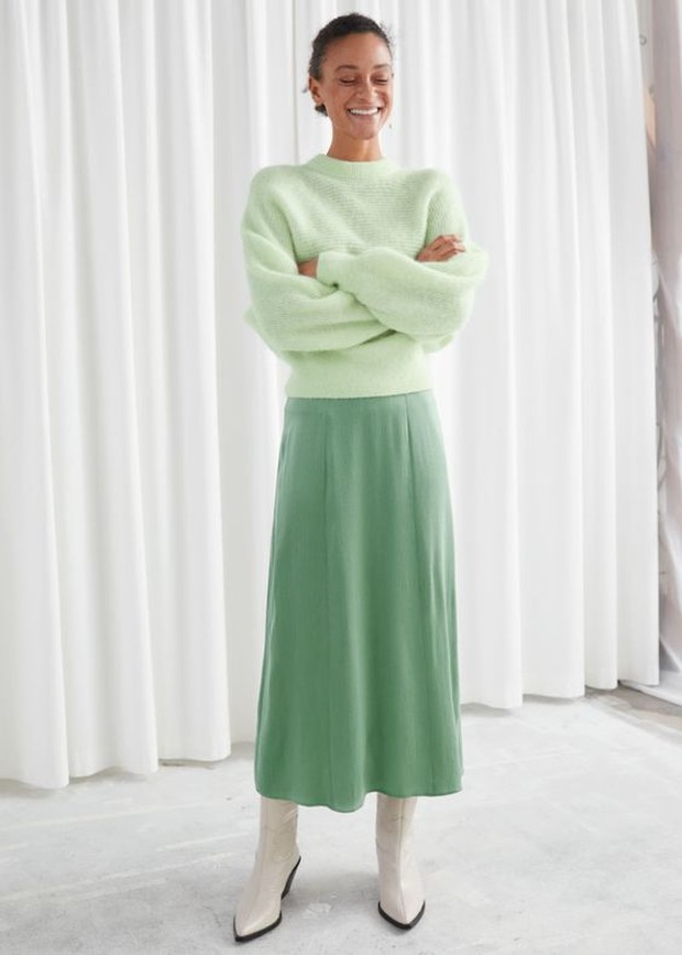 Pinterest.com/&otherstories Padukan vibrant sweater and midi skirt