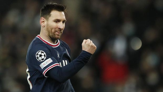 Soccer Football - Champions League - Group A - Paris St Germain v Club Brugge - Parc des Princes, Paris, France - December 7, 2021  Paris St Germain's Lionel Messi celebrates scoring their fourth goal REUTERS/Benoit Tessier